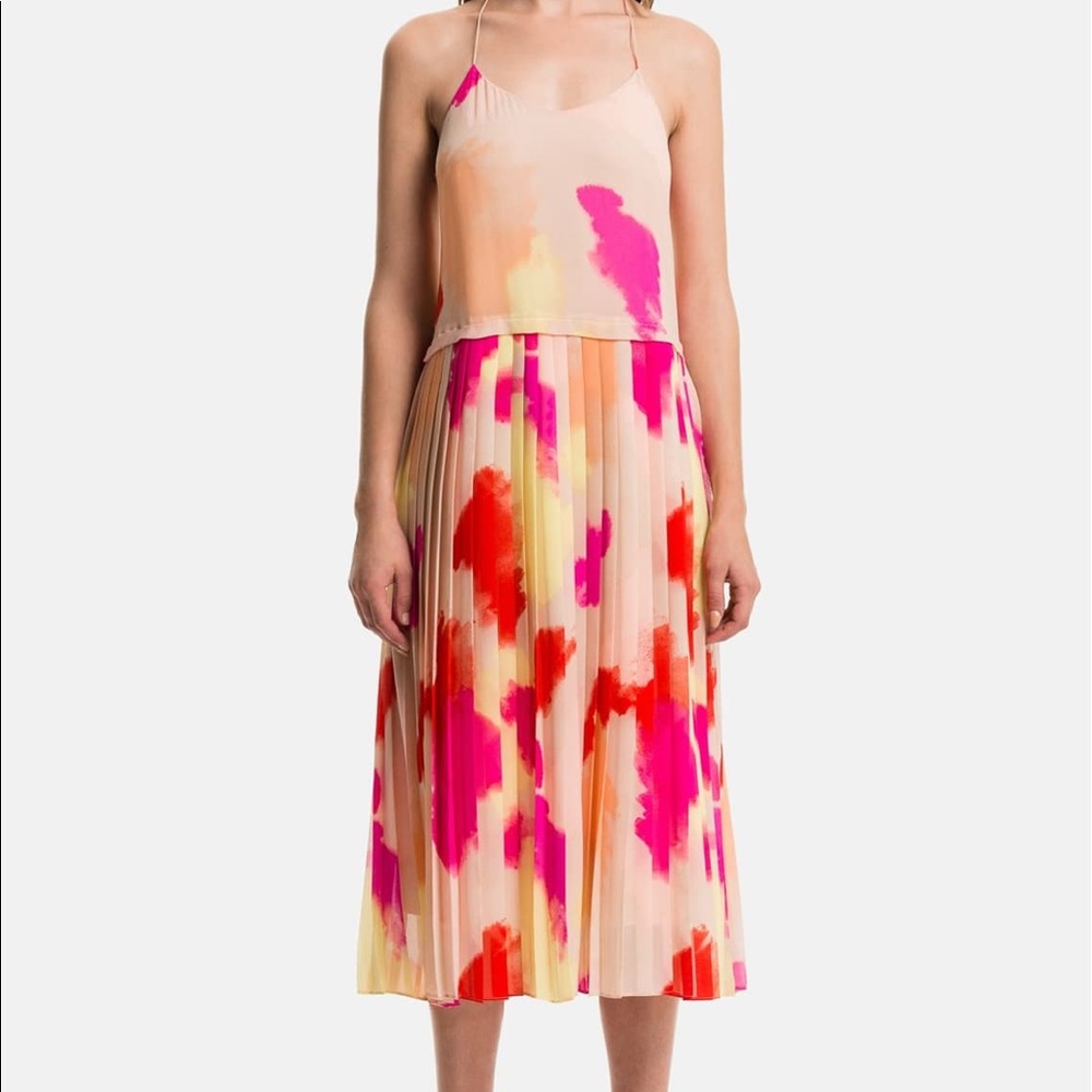 1. State, Pleated Overlay Dress